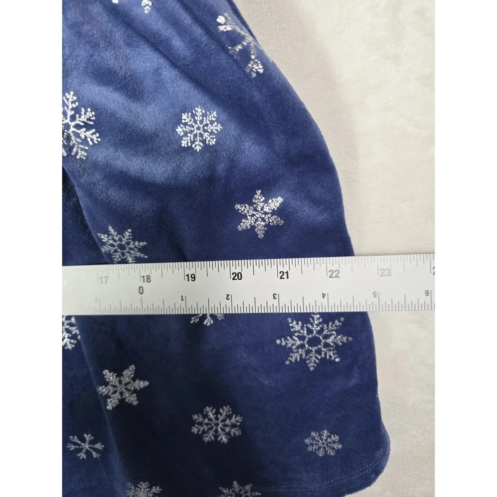 Sleep Chic XL Blue Velour Pajama Set Snowflake Print Long Sleeve Soft Lounge